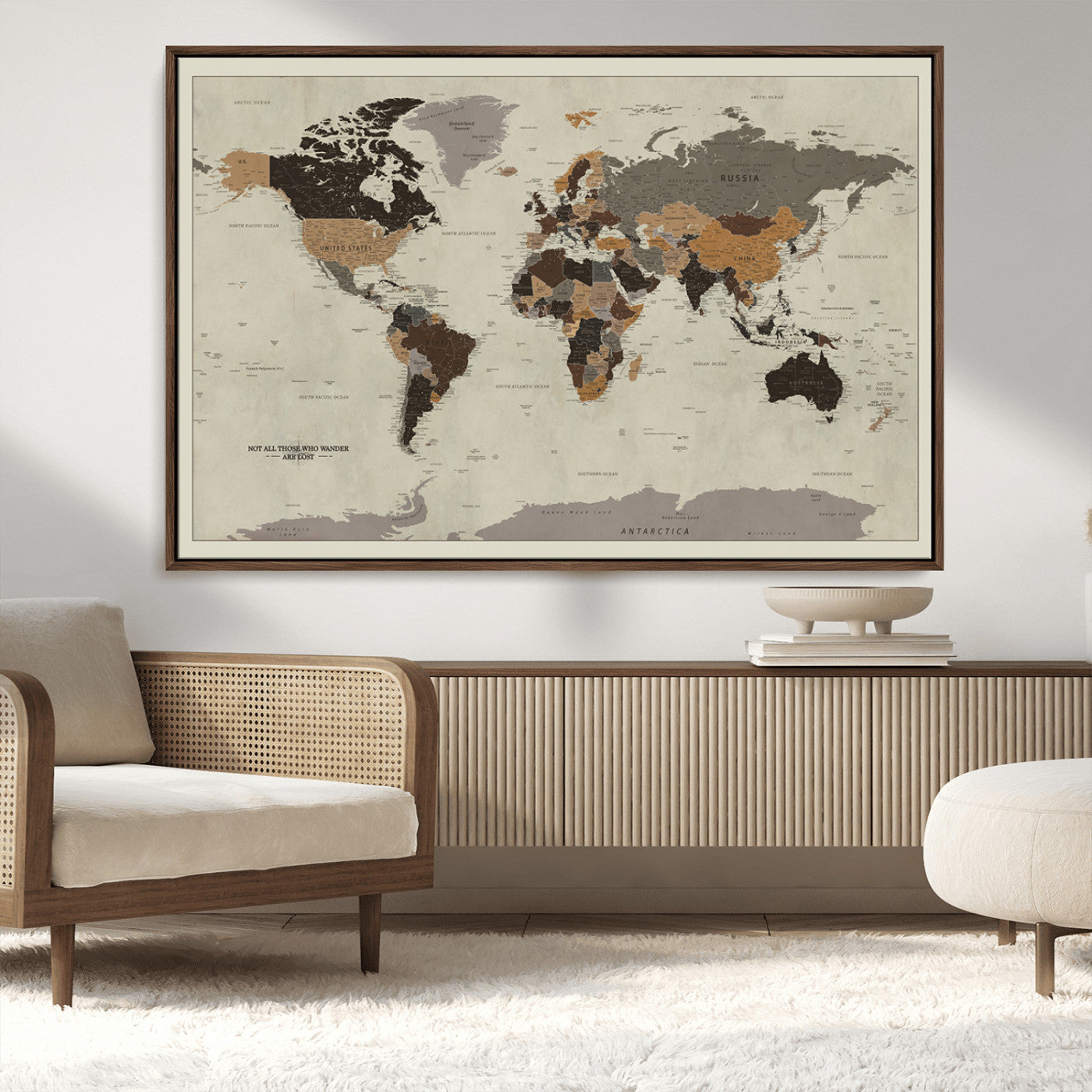 MGV-FC-36X24 - Push Pin World Map Canvas Print – Framed Wall Art for Couples to Track Their Travels – Anniversary