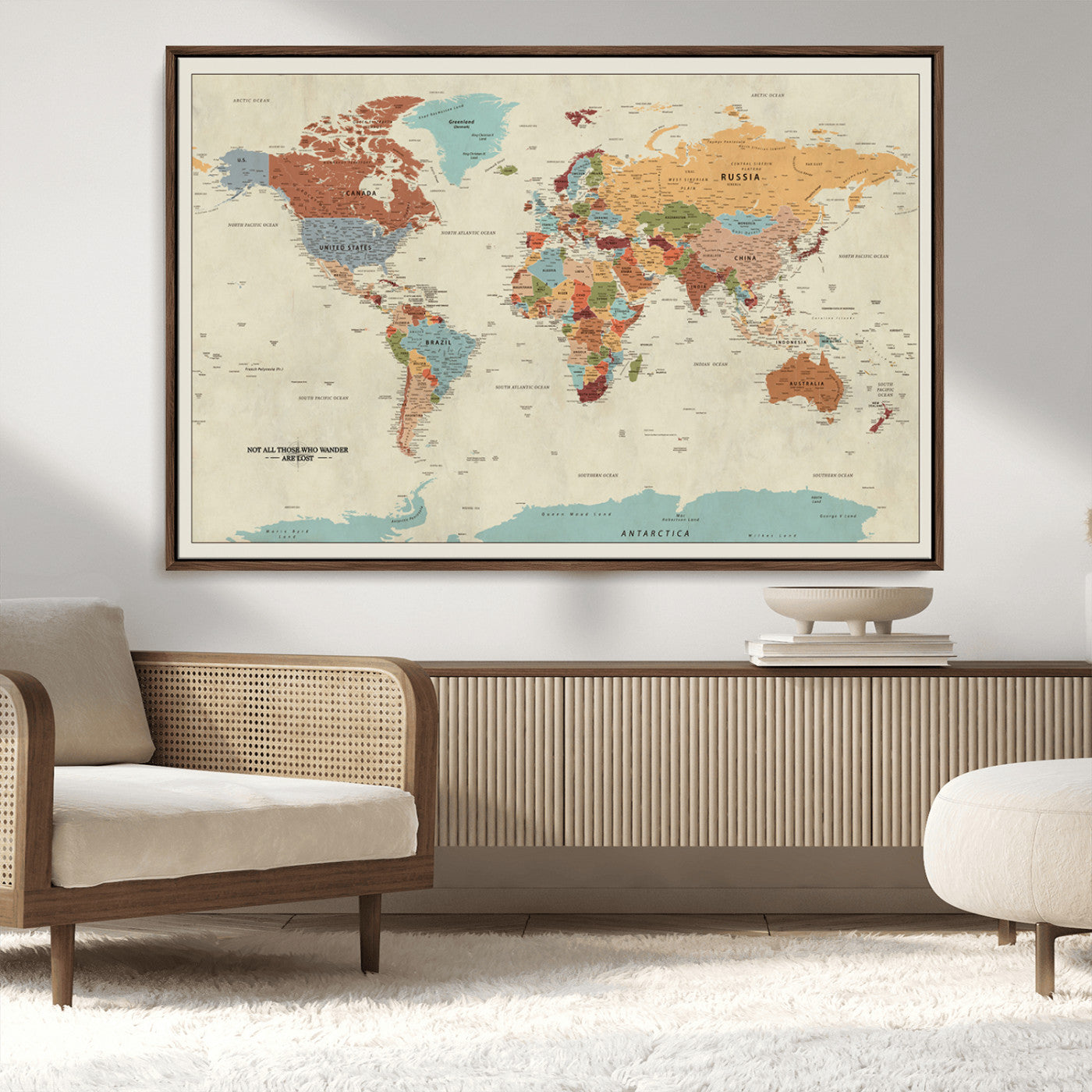 MGV-FC-36X24 - Push Pin World Map Canvas Print – Framed Wall Art for Couples to Track Their Travels – Anniversary
