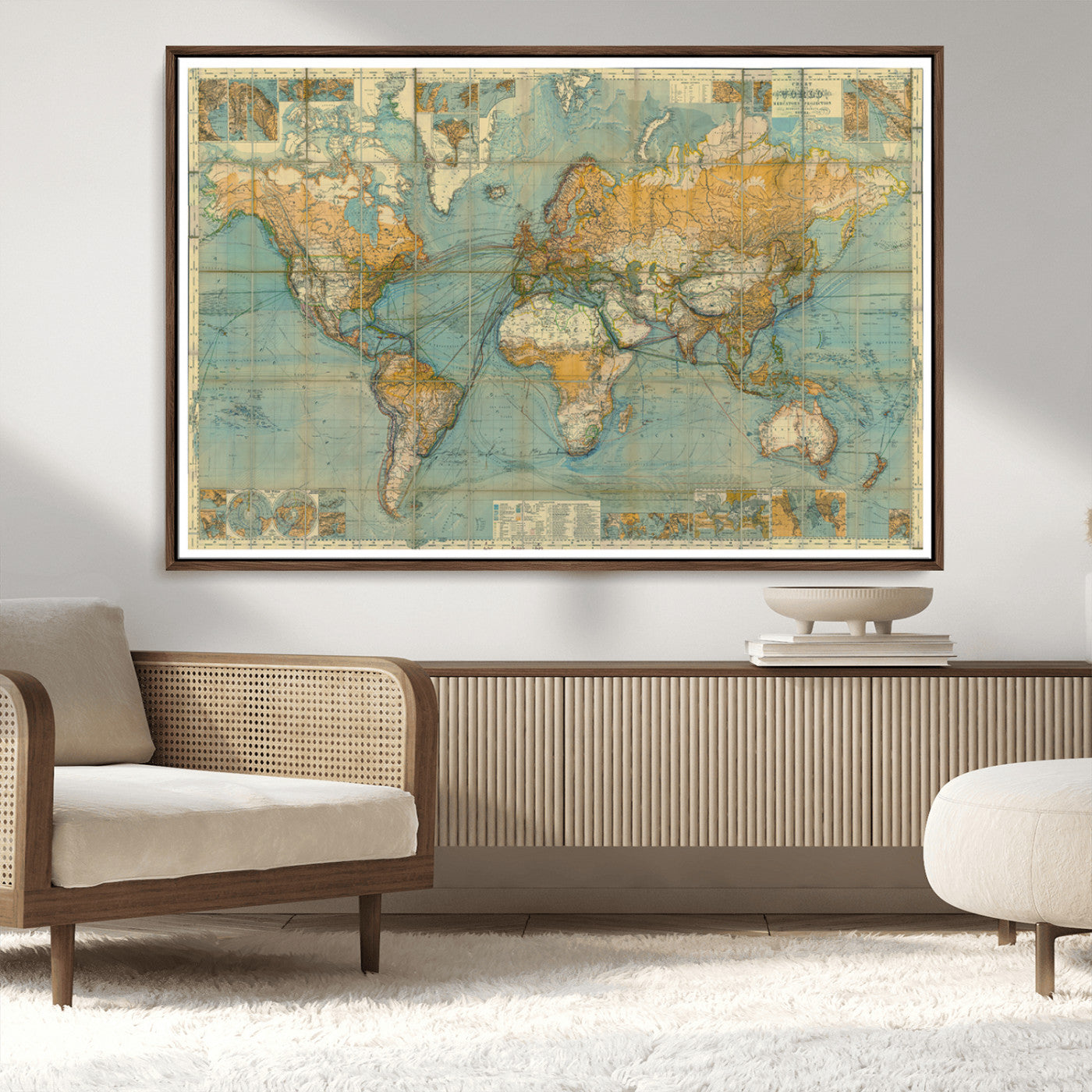 MGV-FC-36X24 - Push Pin World Map Canvas Print – Framed Wall Art for Couples to Track Their Travels – Anniversary