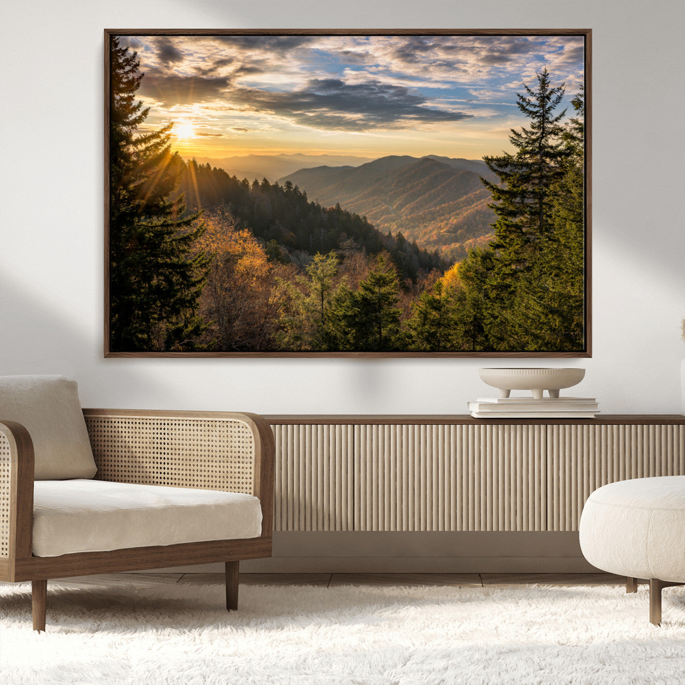 MGV-FC-36X24 - Sunrise Over the Smoky Mountains Canvas Wall Art – Breathtaking Scenic Landscape Photography in a