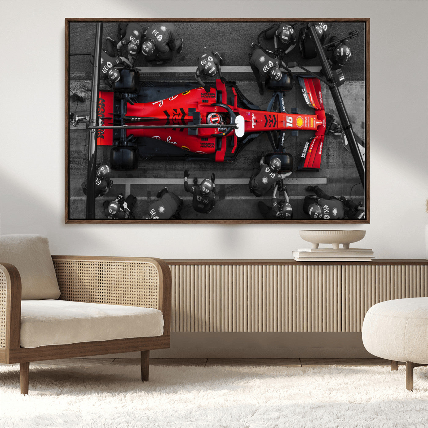 MGV-FC-36X24 - Ferrari Pit Stop Canvas Wall Art – Precision and Speed Captured in Bold Motorsport Imagery – Ready