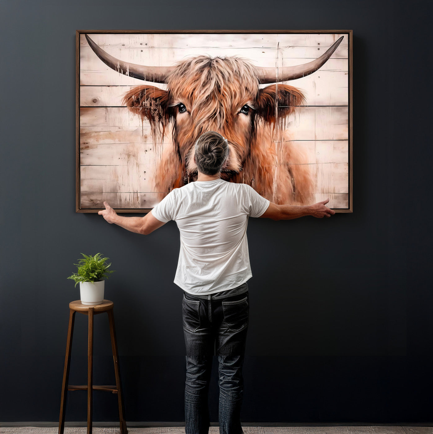 93730-MGV-CV-36X24 - Vintage Scottish Highland Cow Cattle Art Print Farmhouse Wall Art Canvas Print