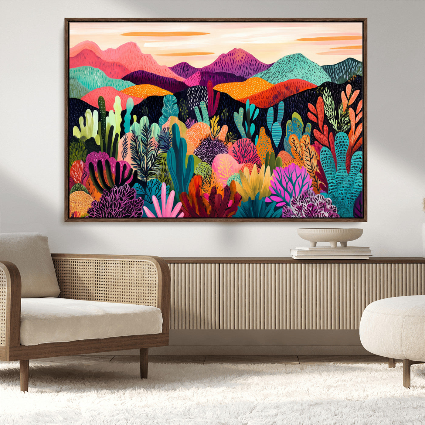 MGV-FC-36X24 - Abstract Kusama Print - Landscape Canvas Wall Art Print - Vibrant Modern Decor for Living Room,