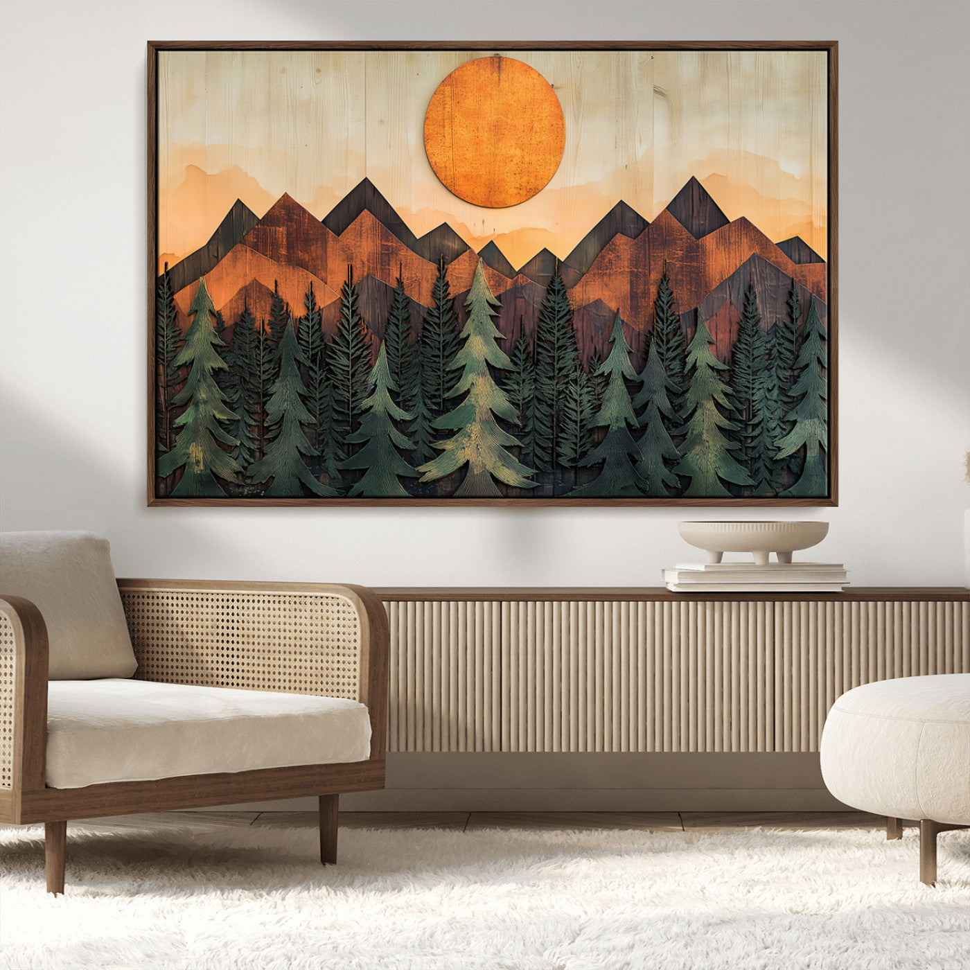MGV-FC-36X24 - Sunset Mountain Landscape Canvas Wall Art Print - Nature Decor for Living Room, Office