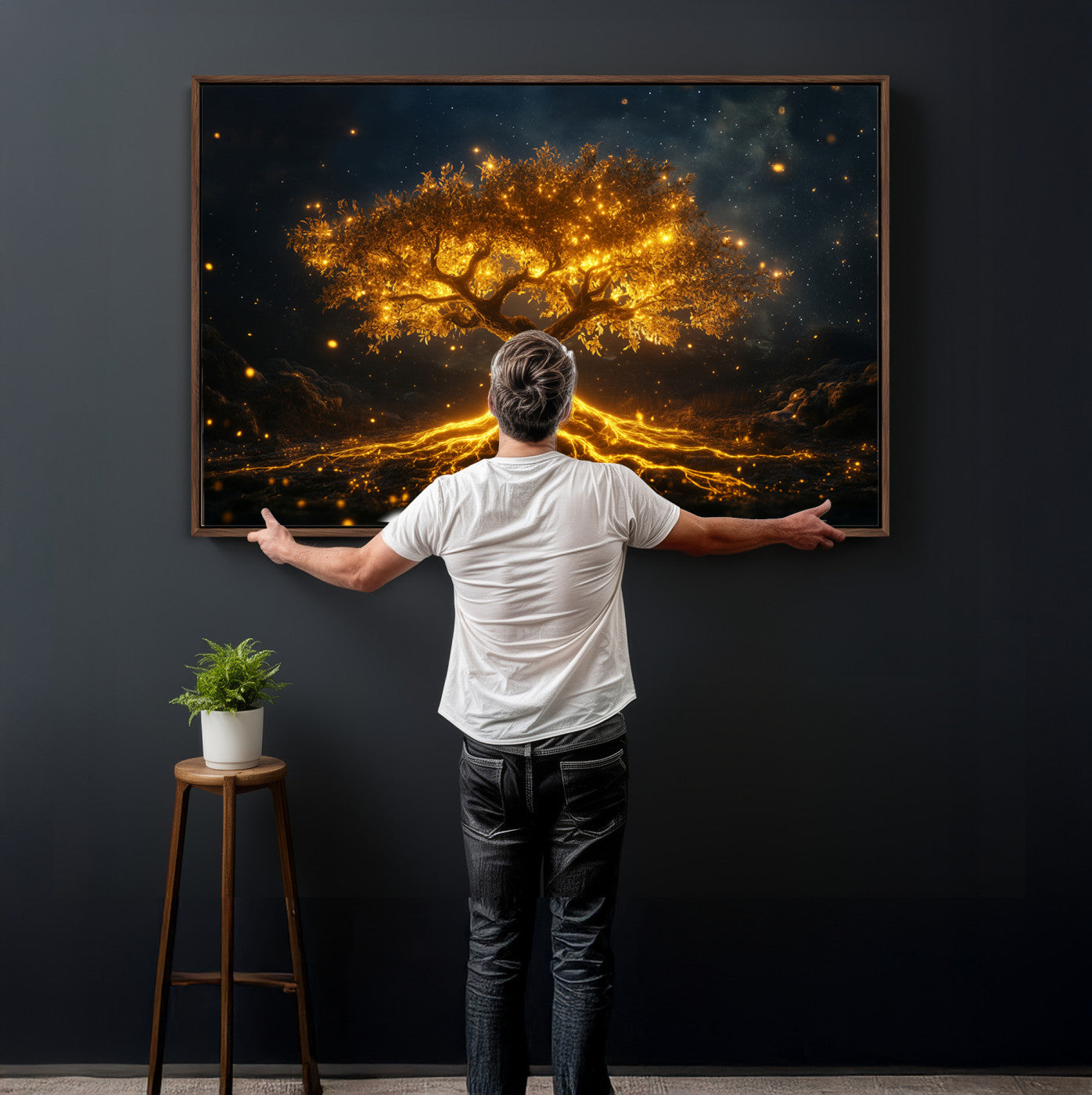60194-MGV-CV-36X24 - Golden Tree of Life Canvas Wall Art Print - Majestic Tree of Life Print for Living Room and Office Decor