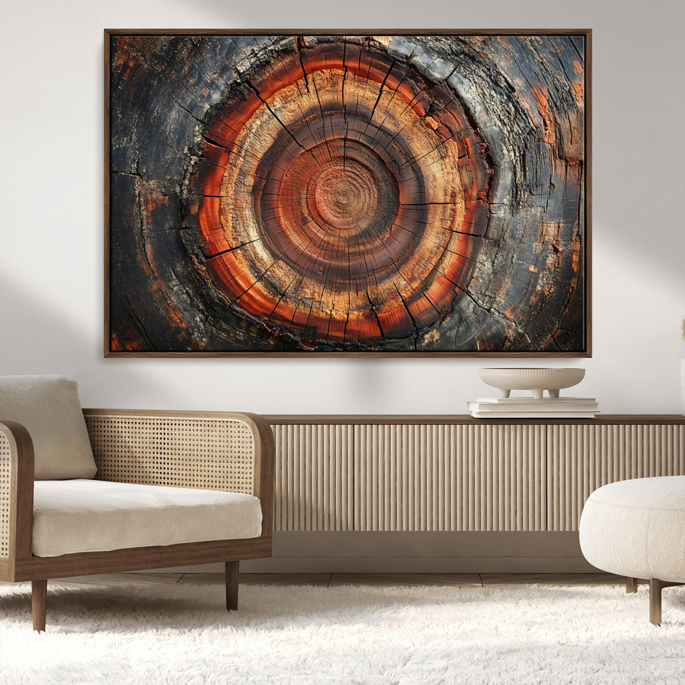 MGV-FC-36X24 - Wood Grain Canvas Wall Art - Framed Abstract Tree Ring Framed Wall Art, Wood Grain Canvas Wall