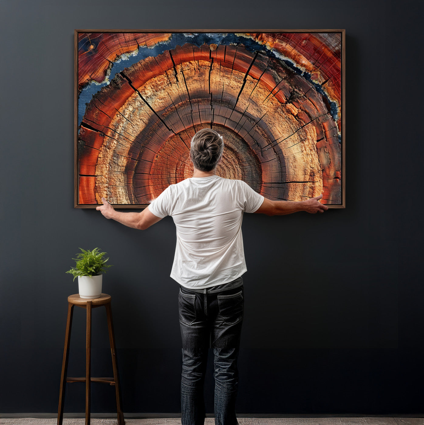 28555-MGV-CV-36X24 - Abstract Tree Ring Art Wall Art Canvas Print for Modern Farmhouse Decor, Colorful Tree Ring Wall Decor, Minimalist Home Canvas Art