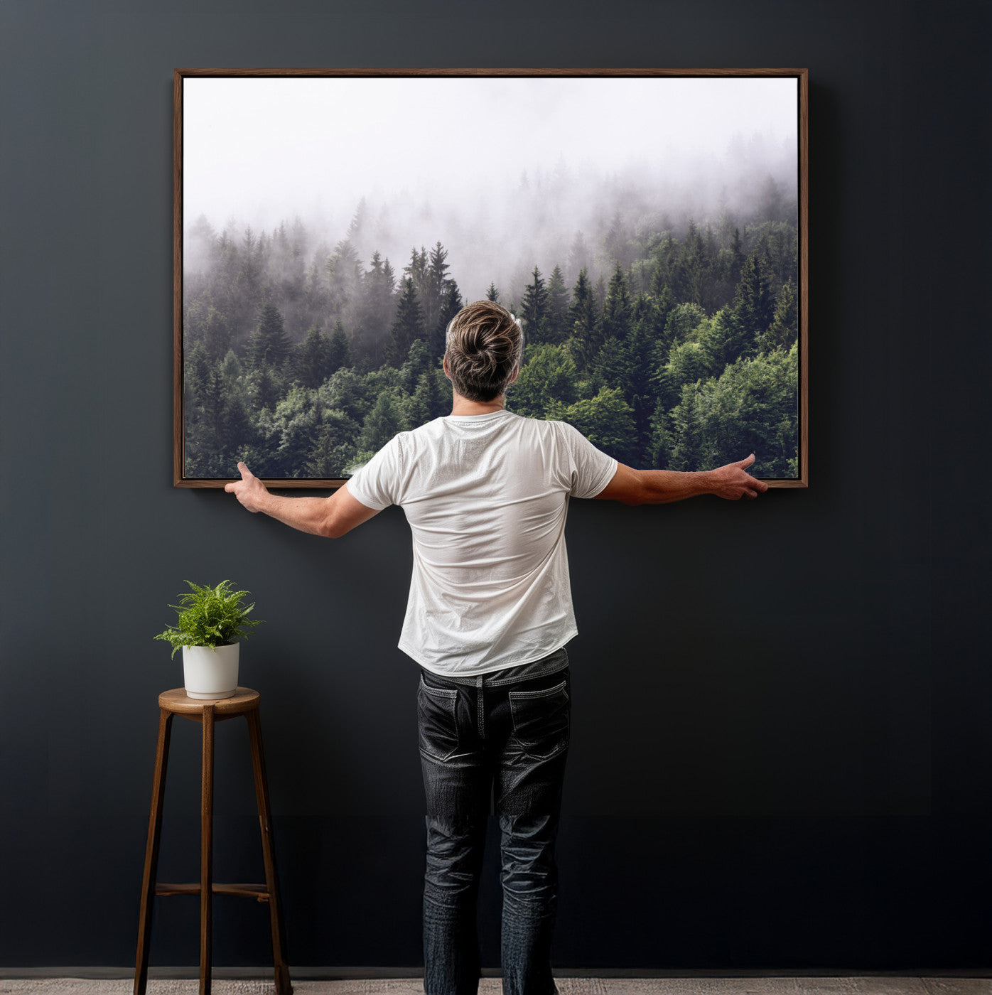 42578900-MGV-CV-36X24 - Misty Forest Canvas Wall Art – Serene Triptych Nature Print – Woodland Landscape Decor for Living