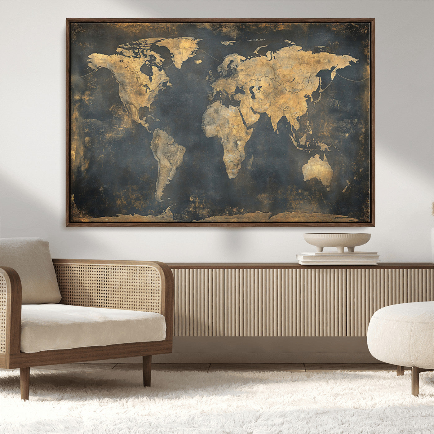 MGV-FC-36X24 - Push Pin World Map Canvas Print – Framed Wall Art for Couples to Track Their Travels – Anniversary