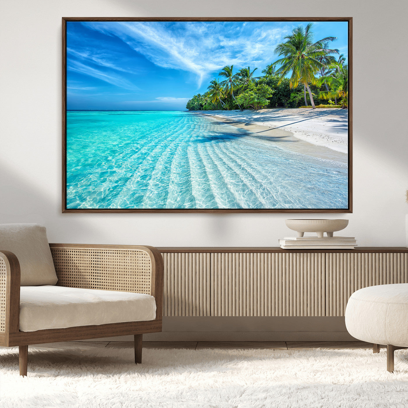 MGV-FC-36X24 - Tropical Beach Wall Art Canvas Print - Serene Ocean Landscape with Crystal Clear Turquoise Water and