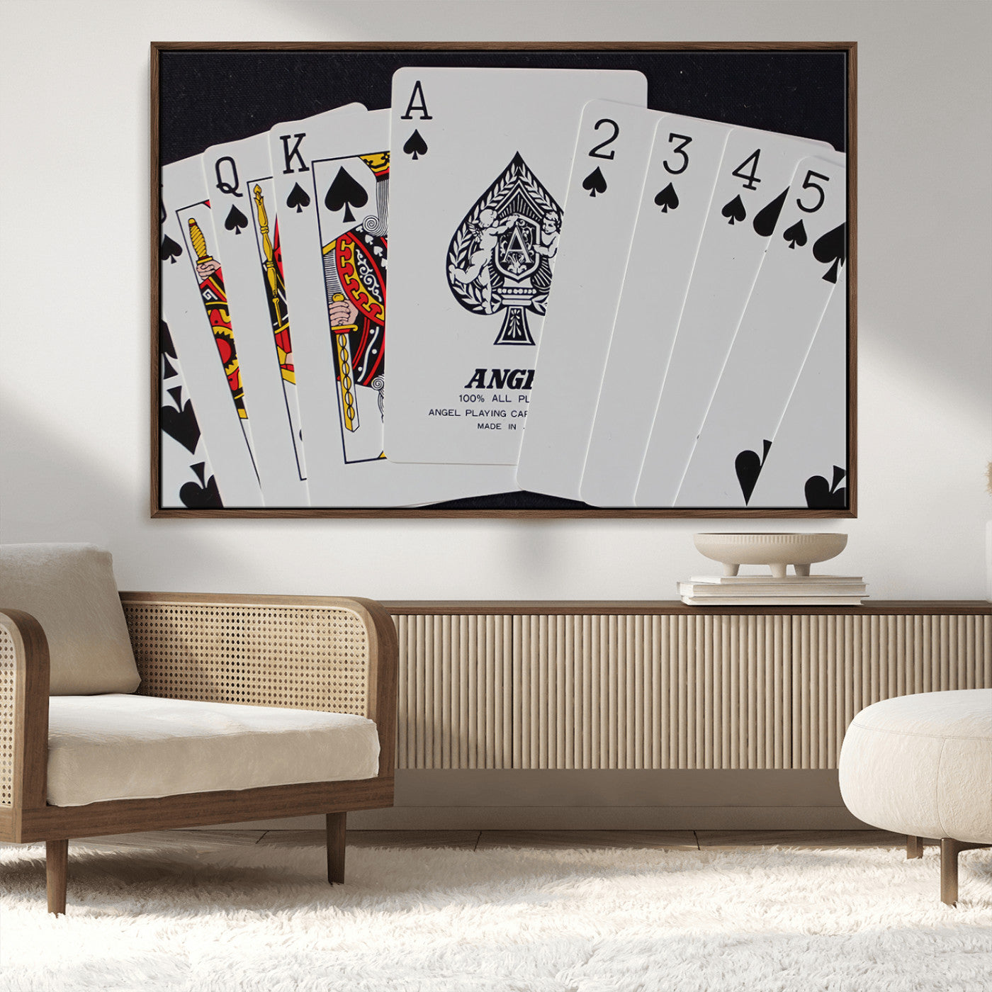 MGV-FC-36X24 - Poker Wall Art - Playing Cards Canvas Wall Art Print - Ace of Spades and Royal Flush Design, Perfect