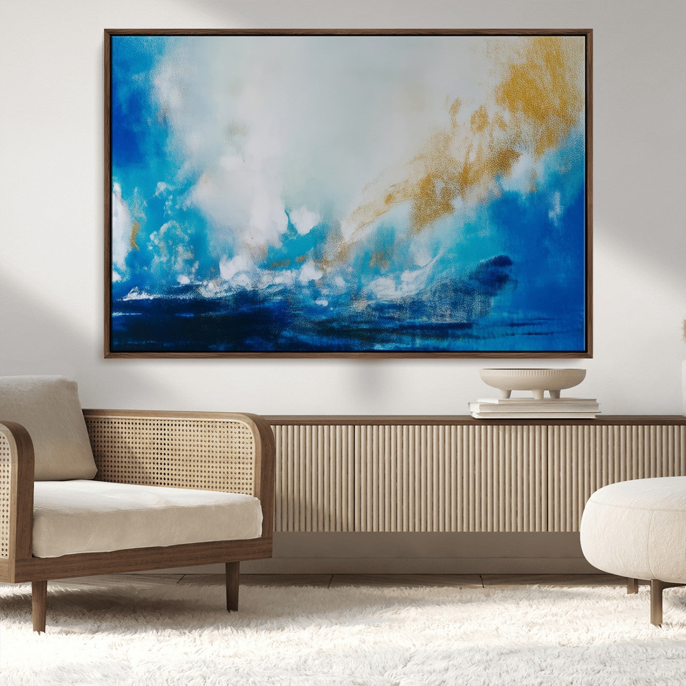 MGV-FC-36X24 - Blue Abstract Print - Dynamic Ocean-Inspired Canvas Wall Art