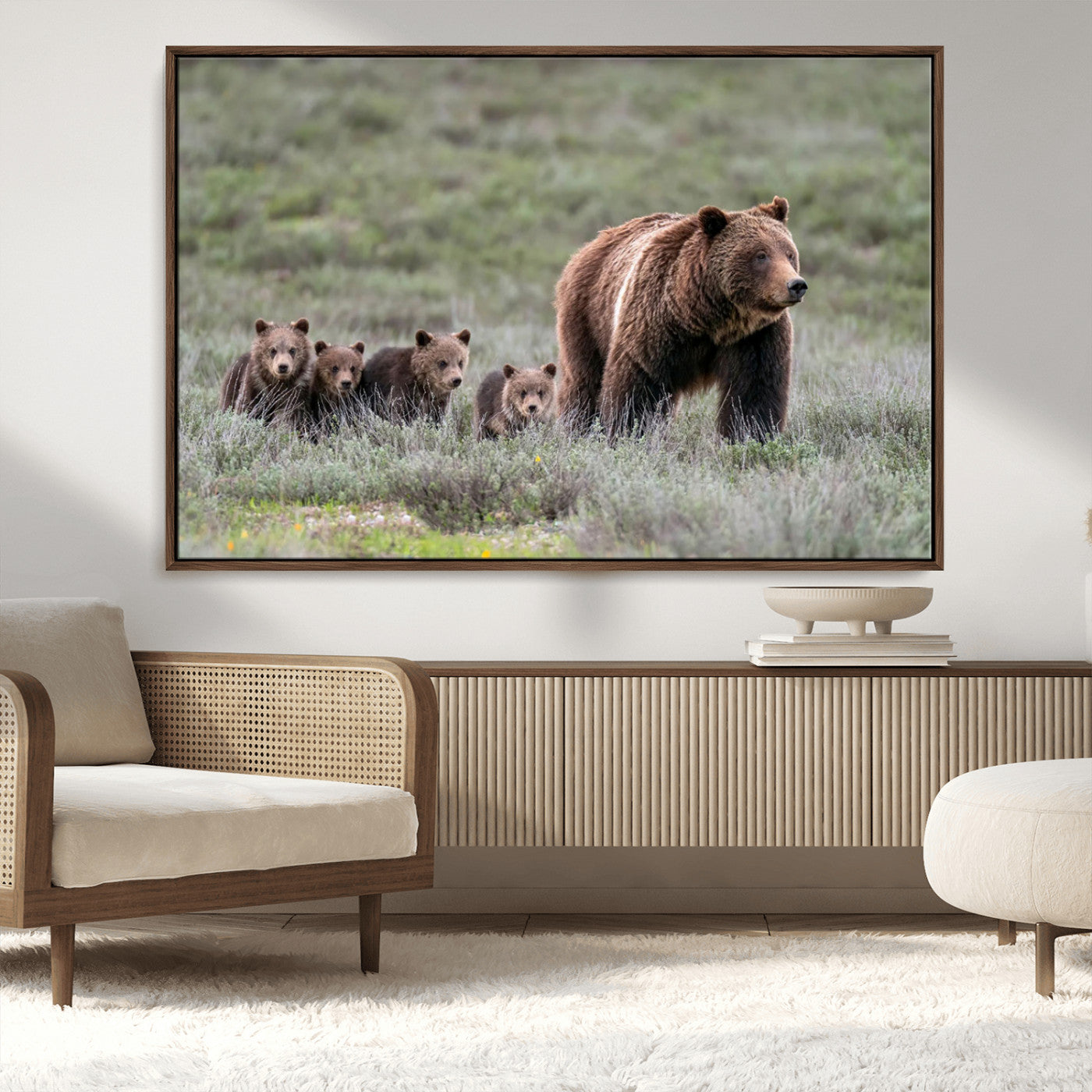 MGV-FC-36X24 - Wildlife Photography of 399 Grizzly Bear Cubs | Queen of the Tetons Canvas Wall Art Print