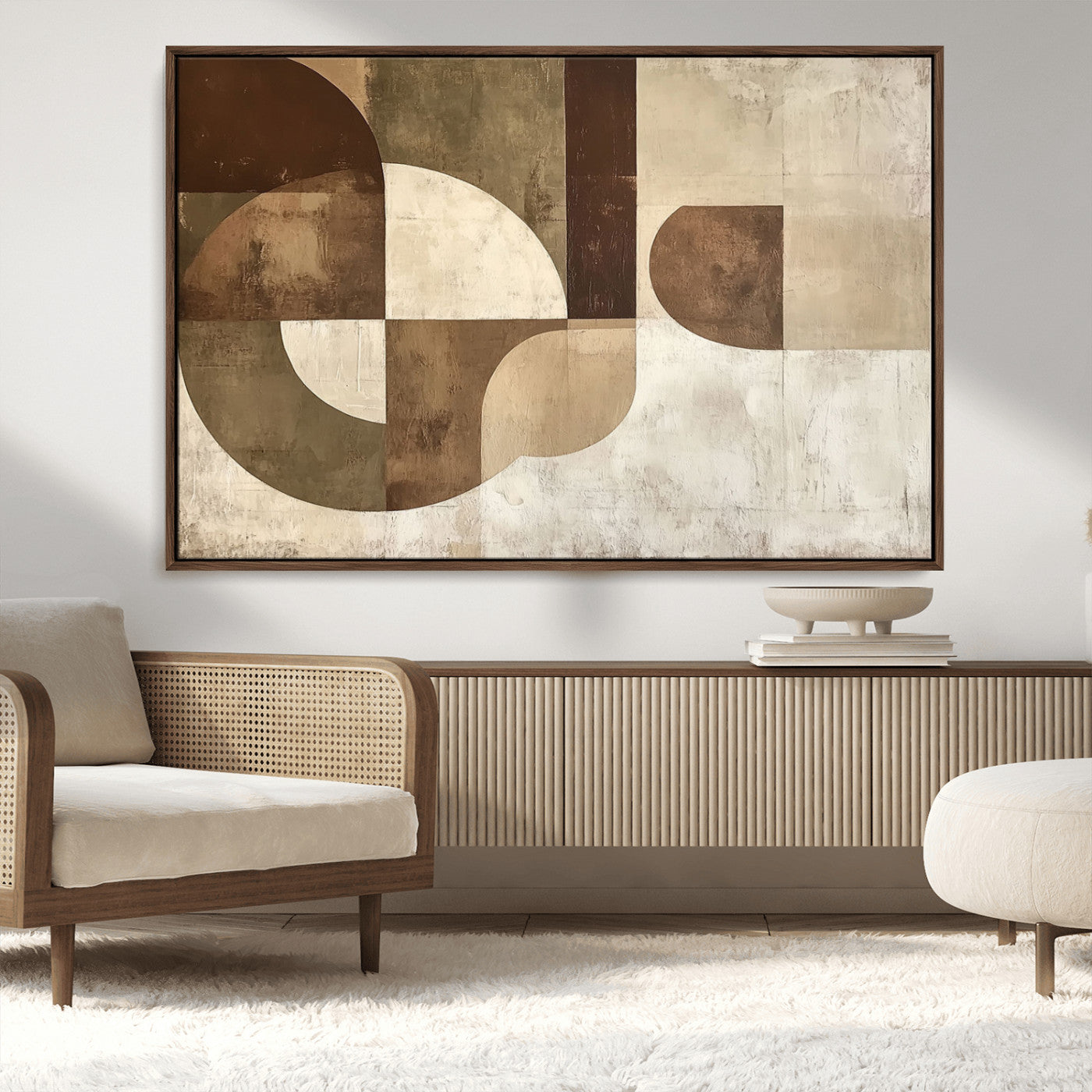 MGV-FC-36X24 - Wabi Sabi Geometric Wall Art | Abstract Modern Minimalist Canvas Print with Neutral Mid Century Art