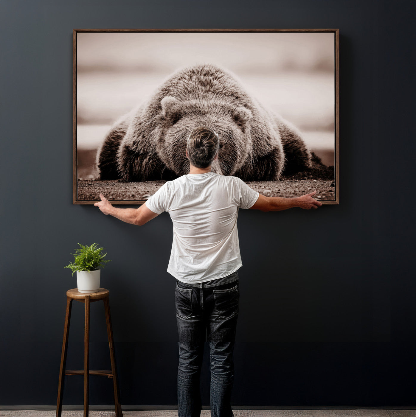 20611-MGV-CV-36X24 - Grizzly Bear Wall Art Print - Bear Canvas Wall Art - Rustic Bear Portrait Canvas Print for Cabin