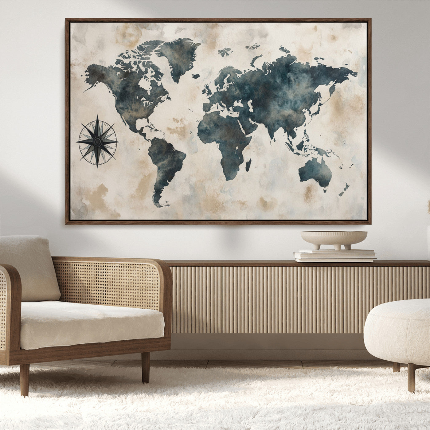 MGV-FC-36X24 - Push Pin World Map Canvas Print – Framed Wall Art for Couples to Track Their Travels – Anniversary