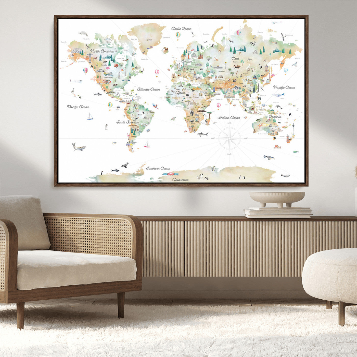 MGV-FC-36X24 - Push Pin World Map Canvas Print – Framed Wall Art for Couples to Track Their Travels – Anniversary