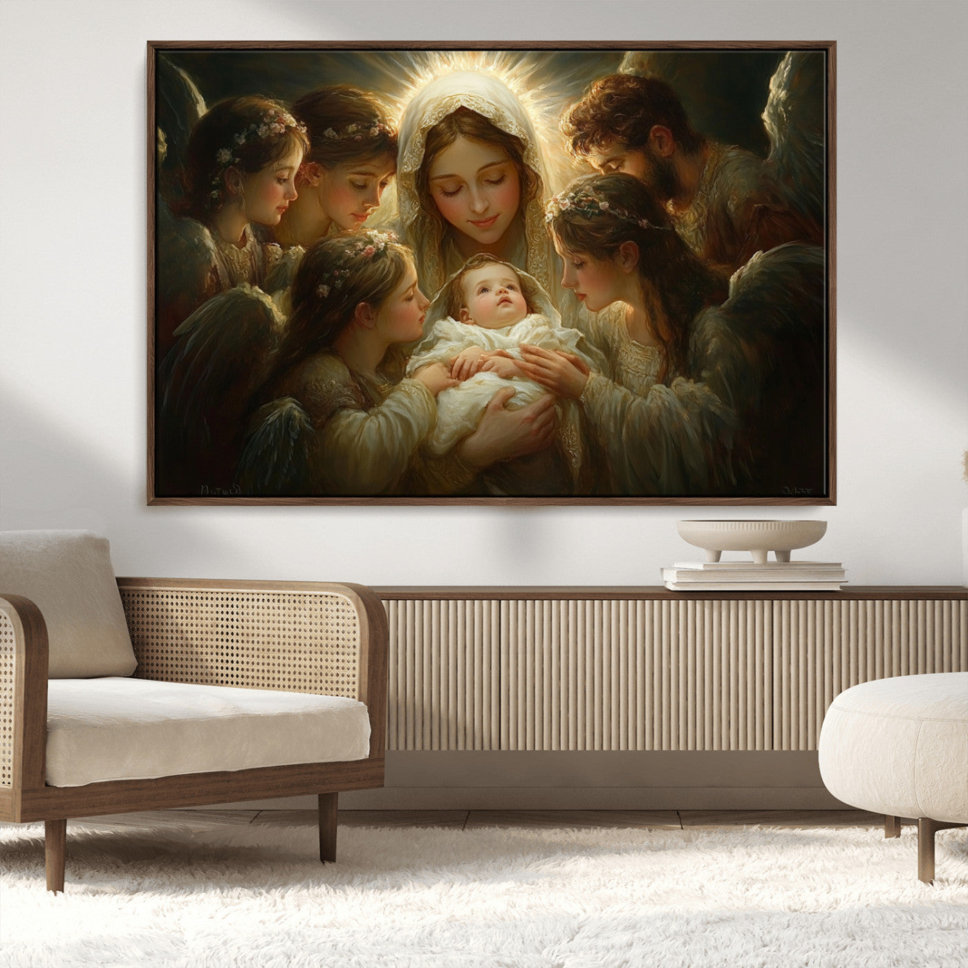 MGV-FC-36X24 - Mary Jesus Canvas Wall Art Print - Madonna and Child with Apostles Art Print - Classic Christian