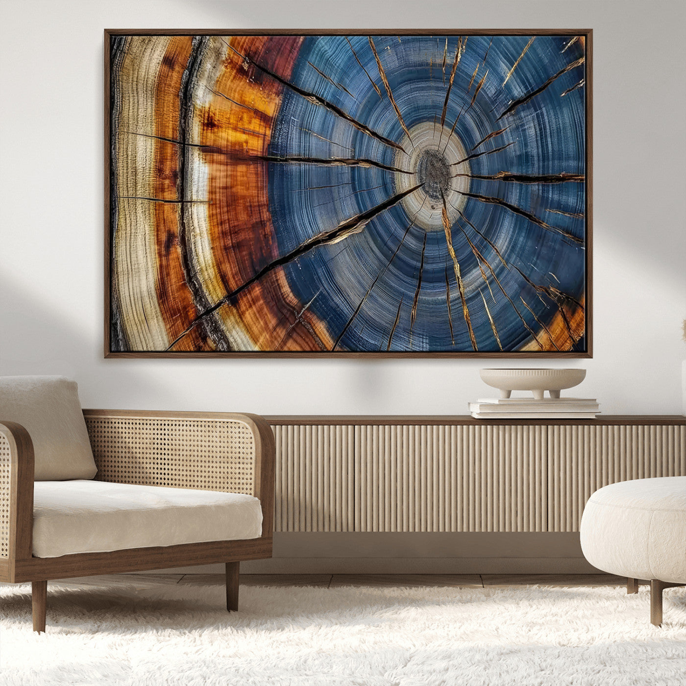 MGV-FC-36X24 - Abstract Tree Rings Canvas Wall Art - Wood Grain Canvas Print - Nature-Inspired Modern Wood Grain