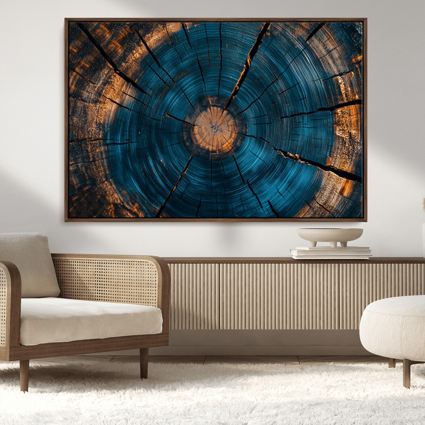 MGV-FC-36X24 - Abstract Tree Rings Wall Art Canvas Print - Wood Grain Rings Artwork Print - Nature Woodland Modern
