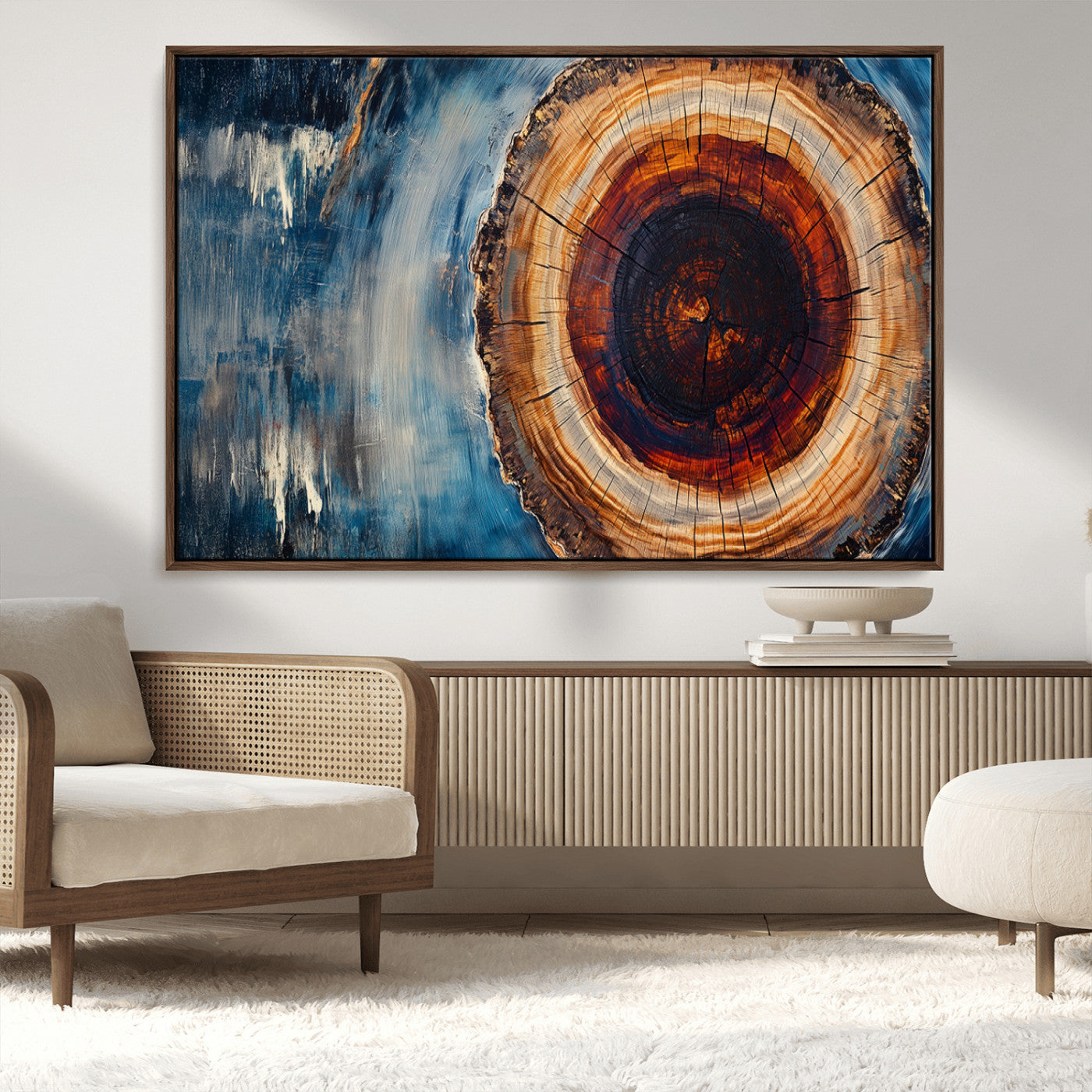MGV-FC-36X24 - Abstract Tree Rings Wall Art Canvas Print - Wood Grain Rings Canvas Print - Nature Woodland Wall