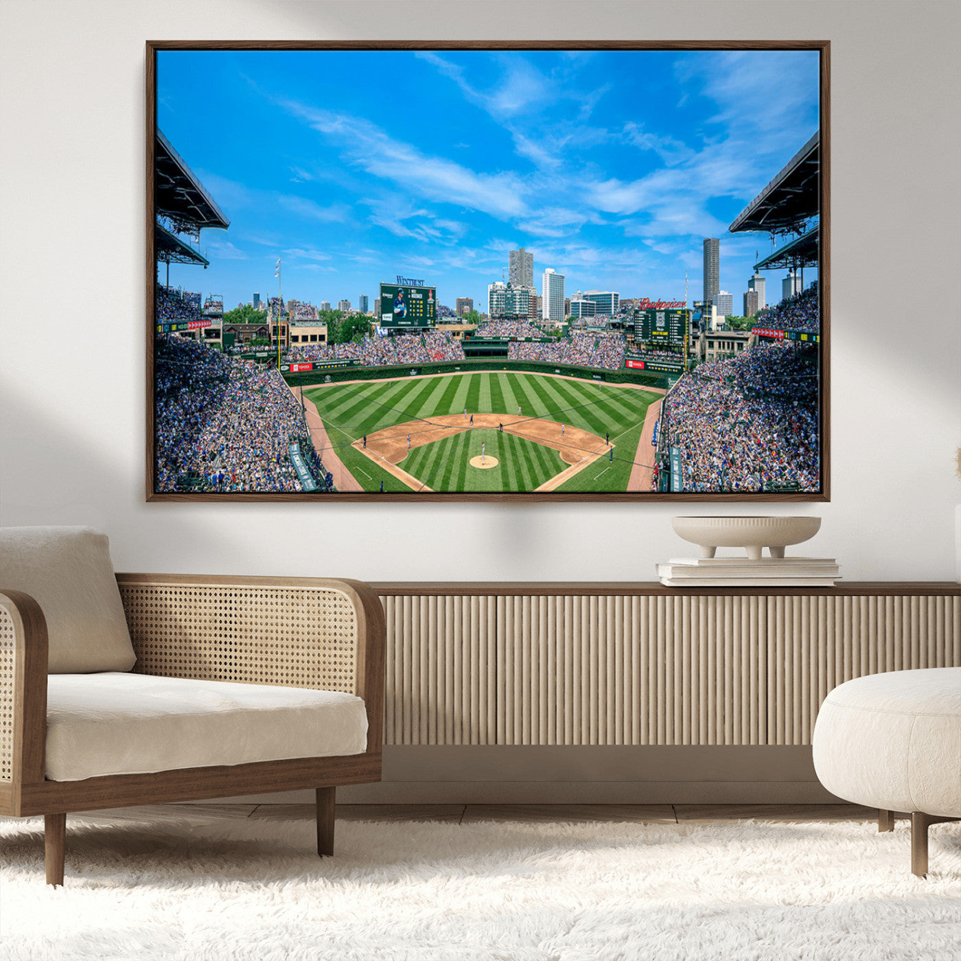 MGV-FC-36X24 - Wrigley Field Chicago Cubs Panoramic Art Multi Piece Canvas - Iconic Baseball Stadium Print for