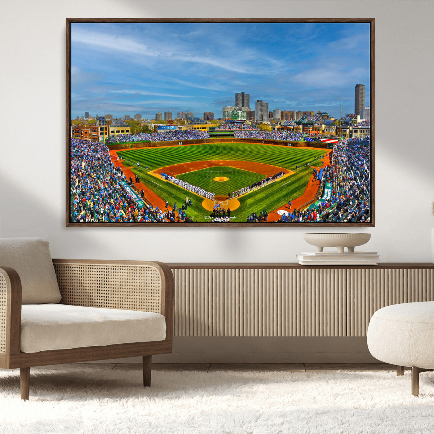 MGV-FC-36X24 - Wrigley Field Chicago Cubs Panoramic Multi Piece Canvas Wall Art - Iconic Baseball Stadium Canvas