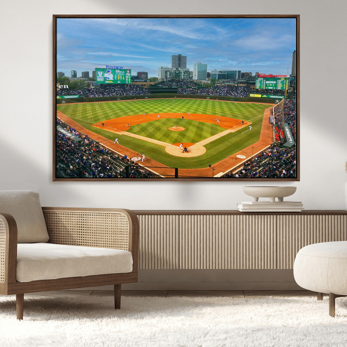 MGV-FC-36X24 - Wrigley Field Chicago Cubs Panoramic Multi Piece Canvas Wall Art - Iconic Baseball Stadium Print for