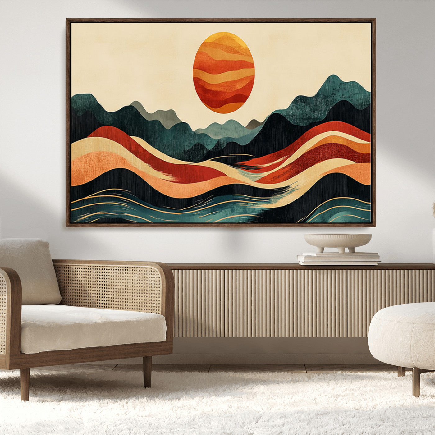 MGV-FC-36X24 - Mountain Triptych Wall Art - Western Nature Prints - Framed Boho Pine Tree Canvas for Log Cabin or