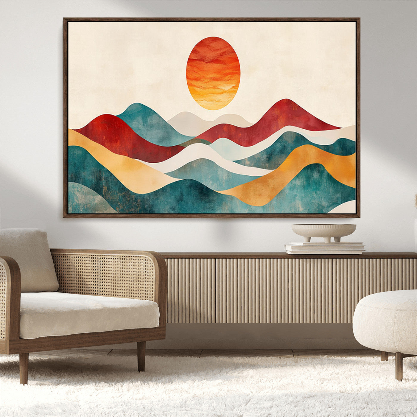 MGV-FC-36X24 - Southwest Mountain Canvas - Boho Triptych Wall Art - Rustic Woodland Nursery Decor - Abstract Nature
