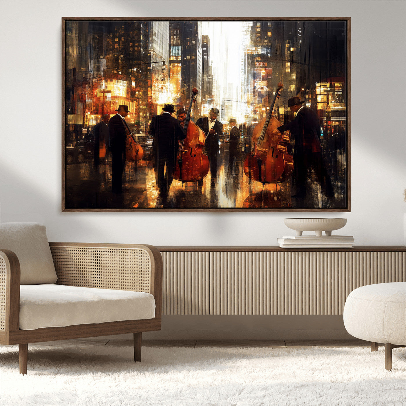 MGV-FC-36X24 - Abstract Jazz Art Wall Art Canvas Print - Framed Abstract Music Canvas - Colorful Instrument Poster