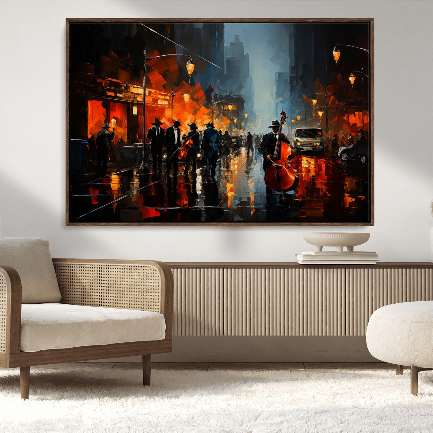 MGV-FC-36X24 - Winston Porter Jazz Wall Art - African American Music Canvas - Abstract Colorful Music Art - Framed