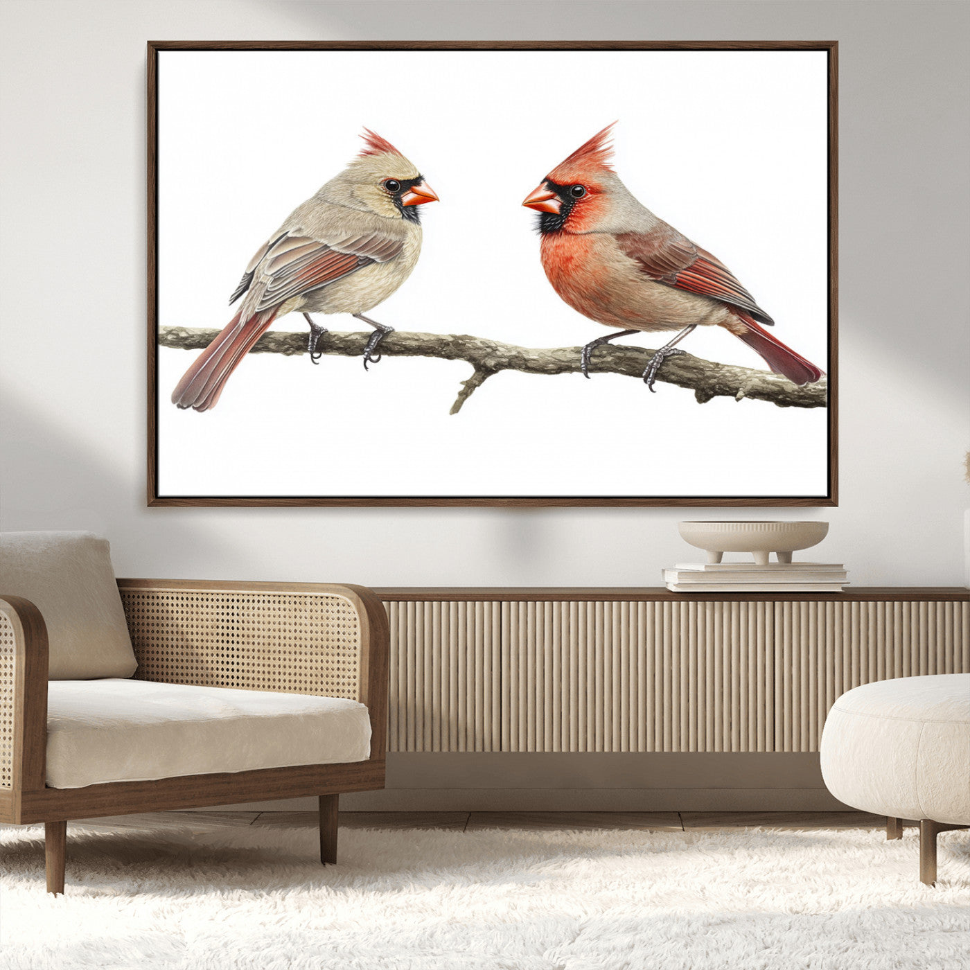MGV-FC-36X24 - Cardinal Canvas Wall Art - Male and Female Cardinal Print - Nature-Inspired Bird Wall Decor for Home