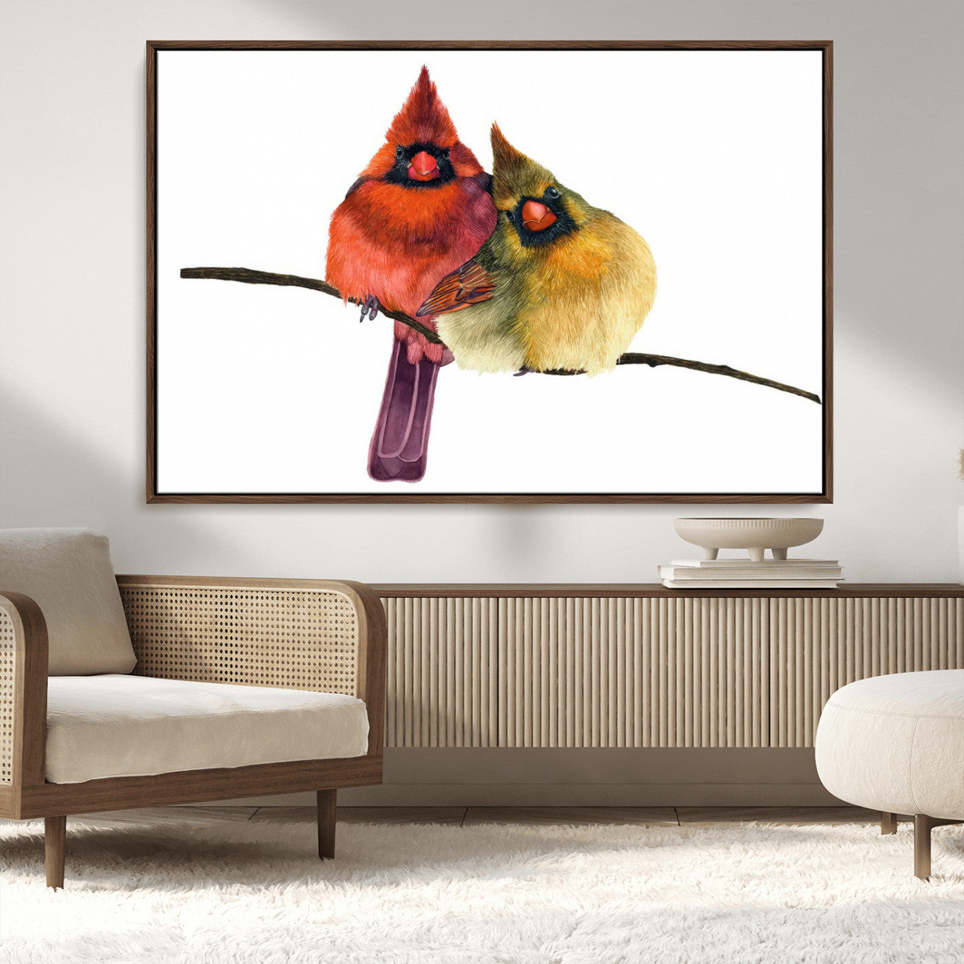 MGV-FC-36X24 - Cardinal Bird Canvas Wall Art - Male and Female Cardinal Print - Nature-Inspired Bird Wall Decor for