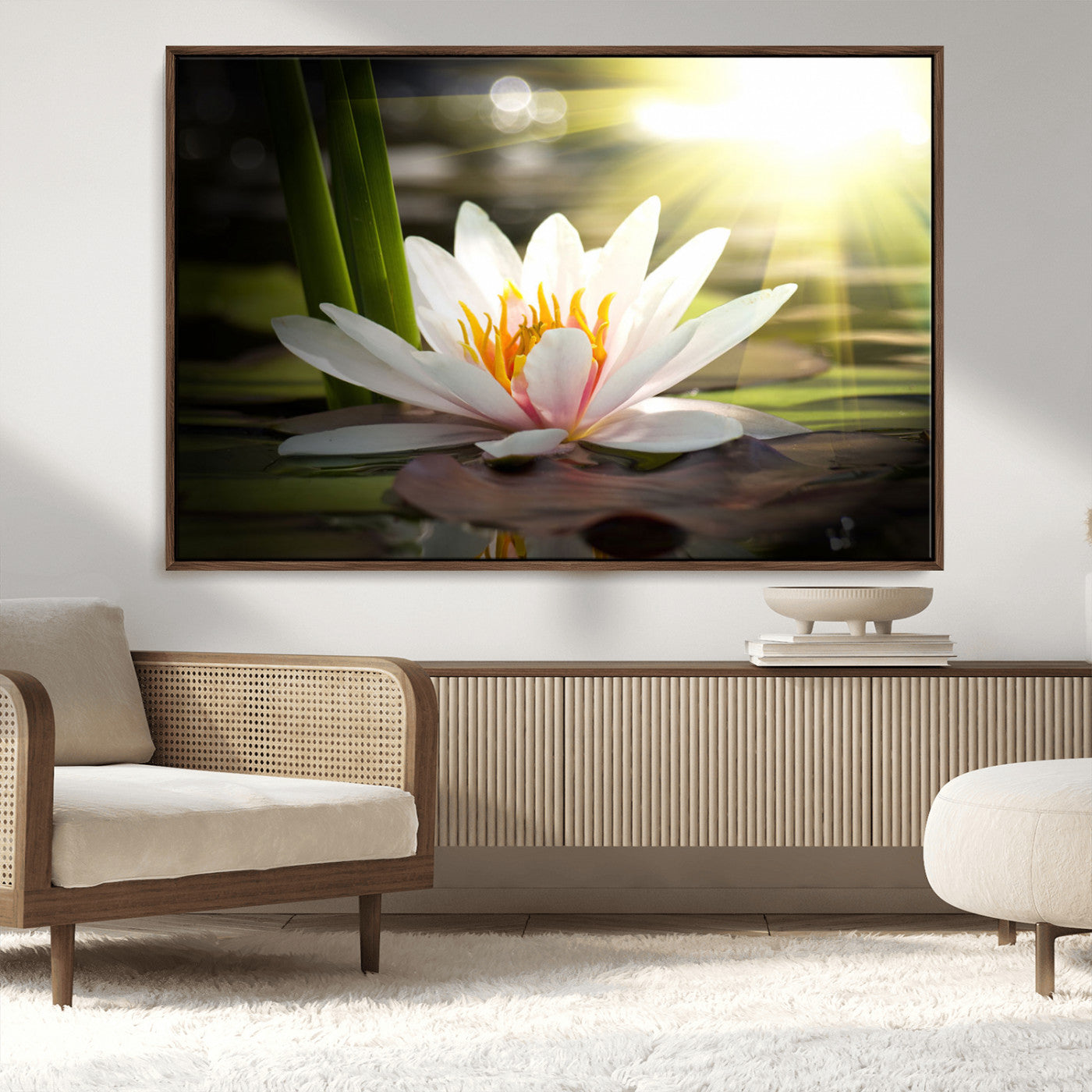 MGV-FC-36X24 - Lotus Flower Wall Art Canvas Print, Water Lily Large Wall Art Canvas Print
