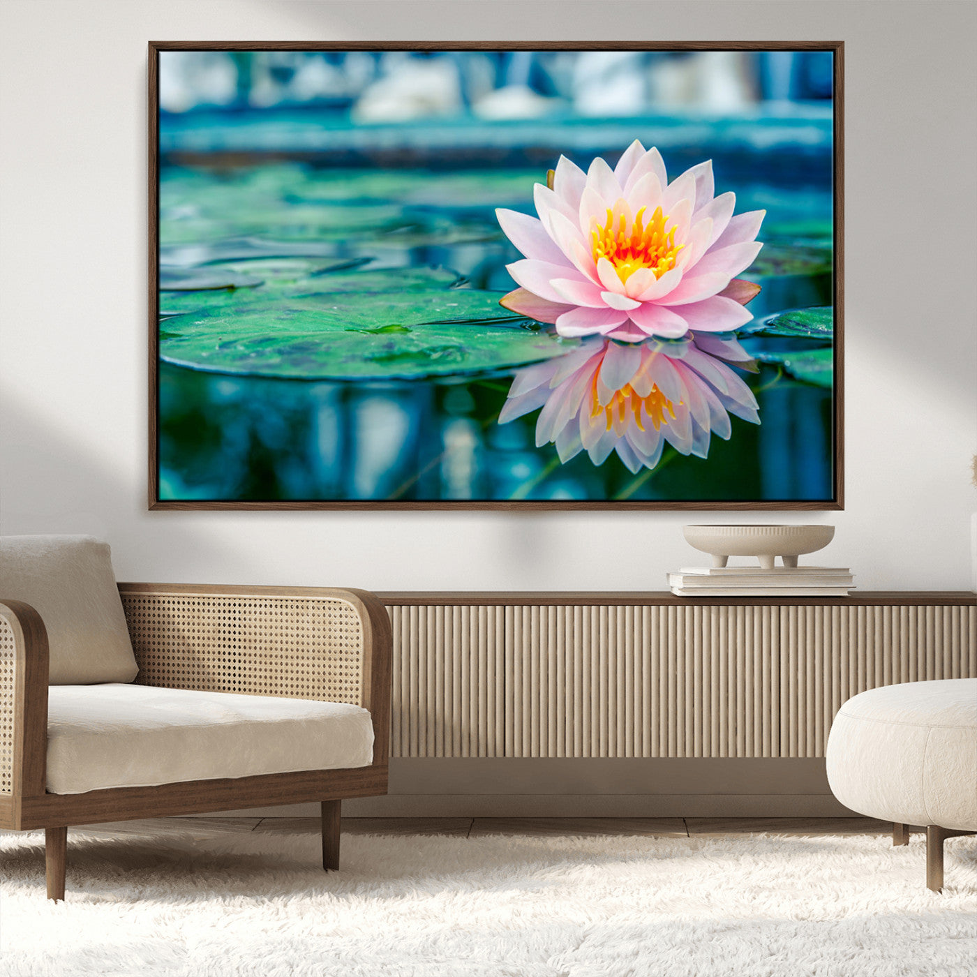 MGV-FC-36X24 - Lotus Flower Wall Art Canvas Print, Water Lily Large Wall Art Canvas Print for Yoga Room Decor,