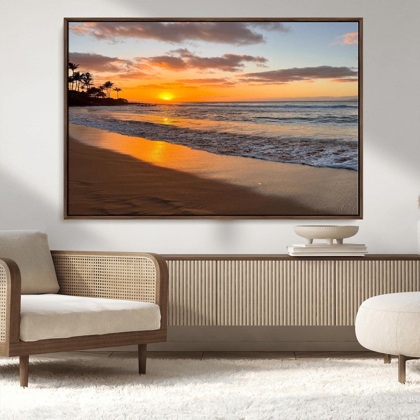 MGV-FC-36X24 - Sunset Wall Art Print - Stunning Beach Sunset Canvas Artwork for Elegant Home or Office Coastal