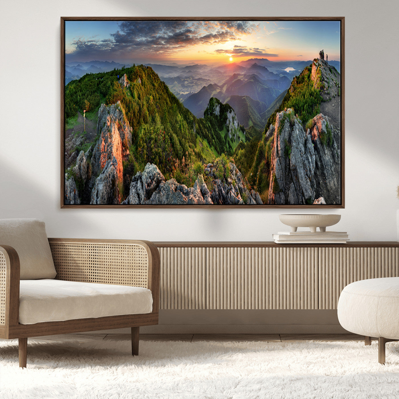 MGV-FC-36X24 - Mountain Sunset Panoramic Canvas Print – Scenic Wilderness Landscape, Majestic Summit , Multi-Panel