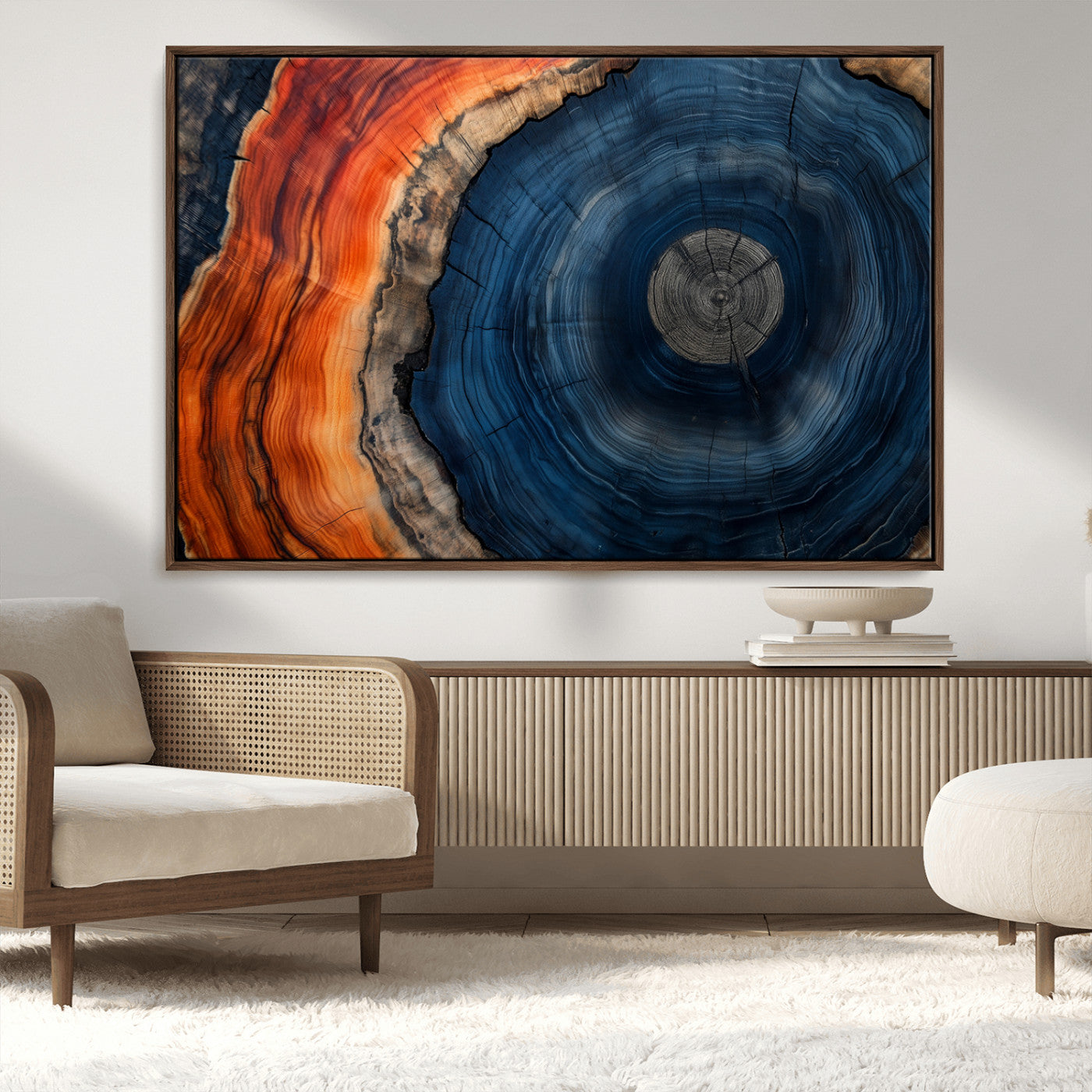 MGV-FC-36X24 - Tree Rings Wall Art Canvas Print, Rustic Wood Print, Framed Natural Texture Art Print, Wood Grain