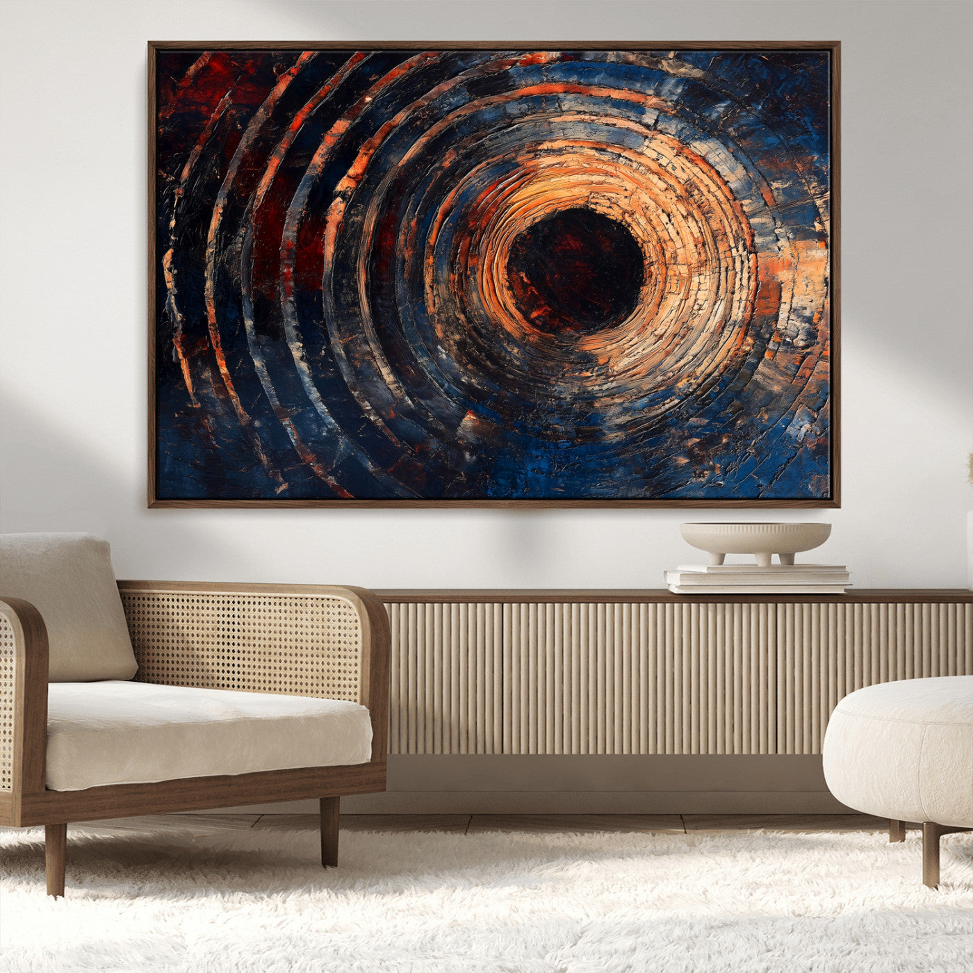MGV-FC-36X24 - Wood Tree Ring Wall Art Canvas Print, Framed Natural Wood Art Picture Print, Rustic Tree Slice Perfect Rustic Decor Artwork