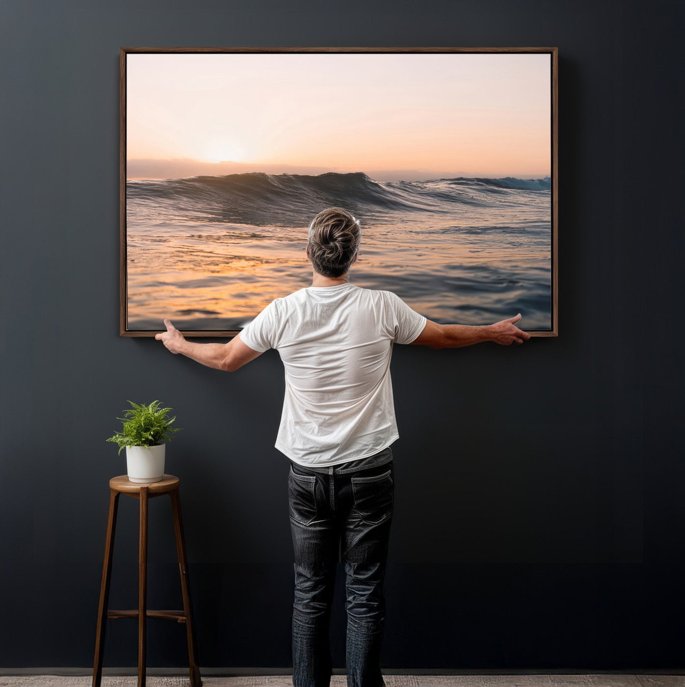 46299358-MGV-CV-36X24 - Golden Sunset Ocean Wall Art – Tranquil Waves & Peaceful Horizon Canvas Print, Soft Light and Evening Glow for Serene Beach, Home or Nature Decor