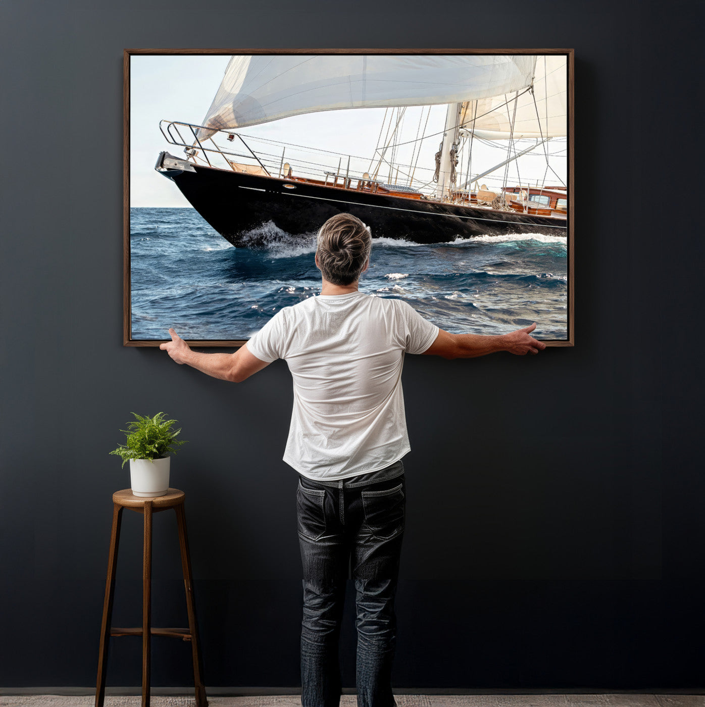 97168626-MGV-CV-36X24 - Boat Yacht Wall Art – Ocean Waves & Sailing Adventure Canvas Print, Nautical Elegance & Marine Journey for Living Room or Luxury Decor