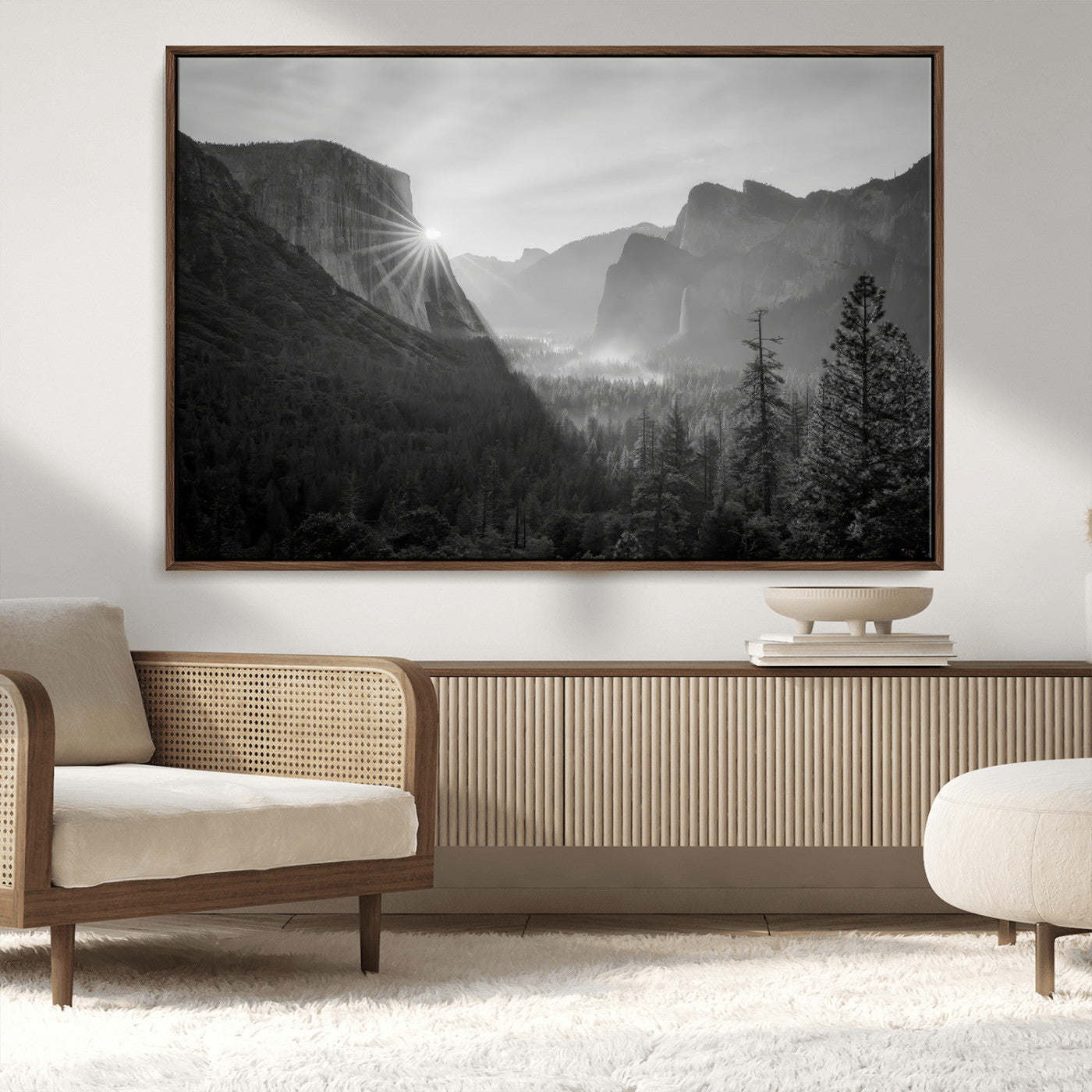 MGV-FC-36X24 - Yosemite Valley Wall Art Canvas Print, Framed El Capitan Sunrise Art Picture Print, Misty Mountain Perfect Modern Rustic Decor Artwork