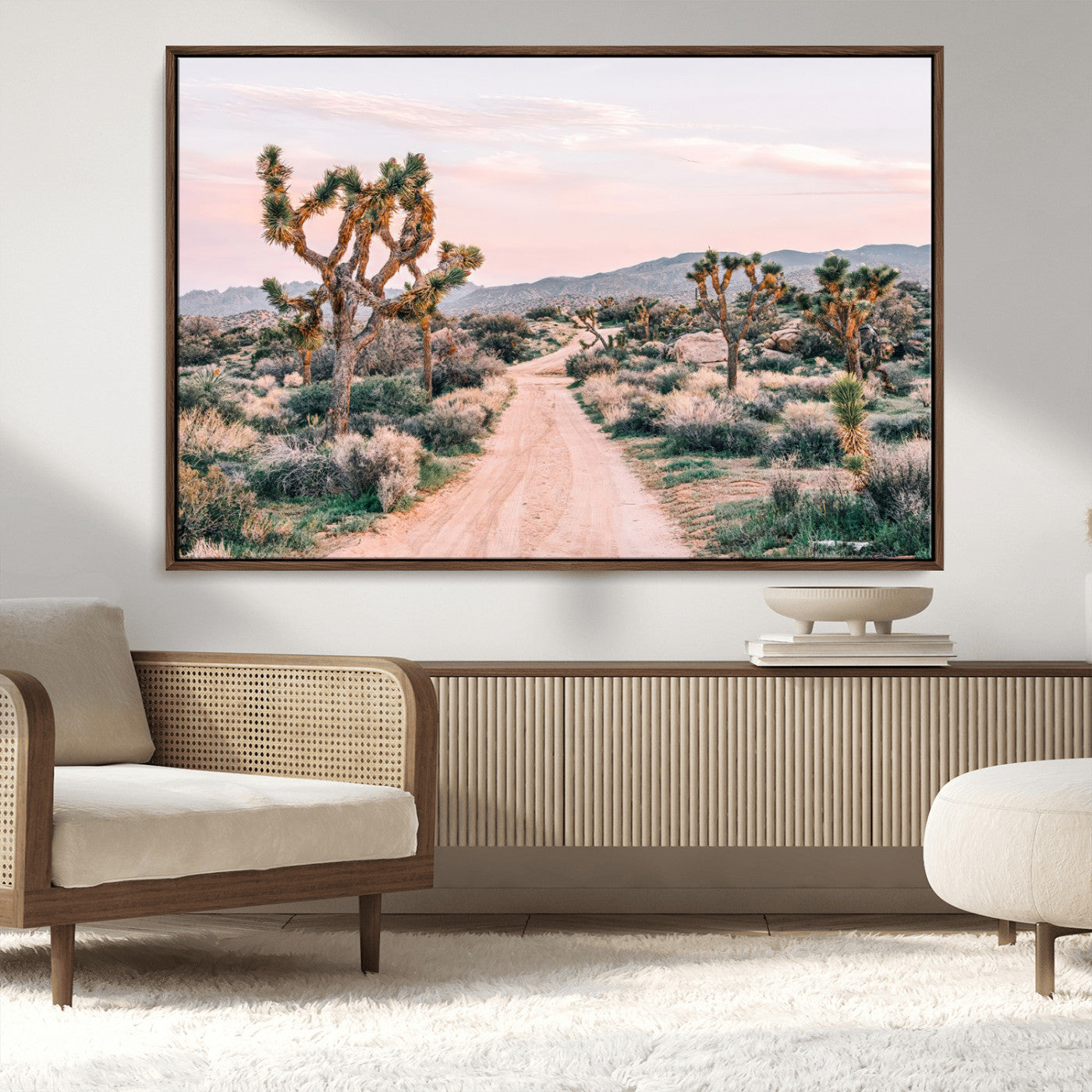 MGV-FC-36X24 - Joshua Tree Park Wall Art Canvas Print, Framed Desert Road Art Picture Print, Sunset Drive Perfect Southwestern Boho Decor Artwork