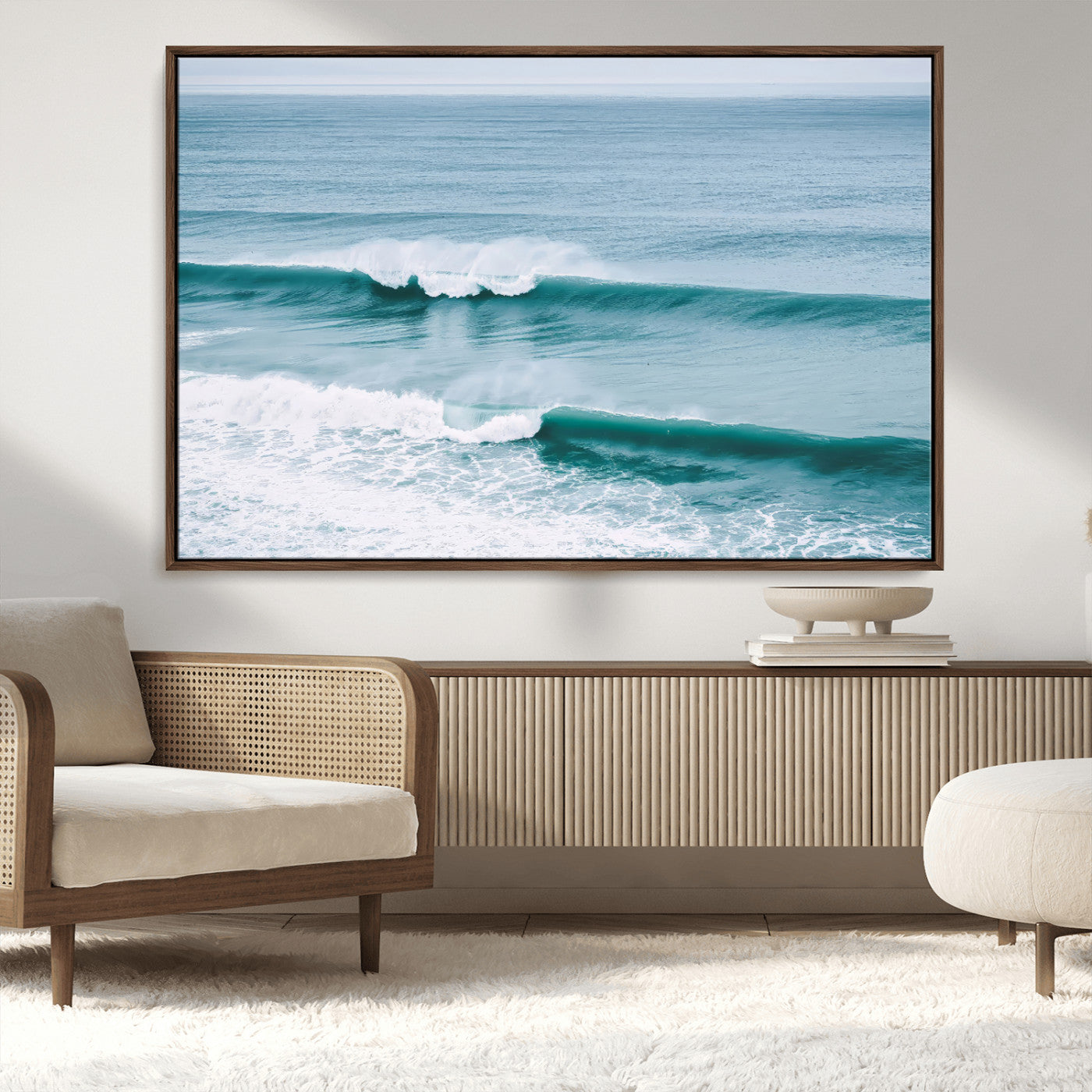 MGV-FC-36X24 - Ocean Swell Wall Art Canvas Print, Framed Surf Waves Art Picture Print, Blue Water Perfect Coastal Dynamic Decor Artwork