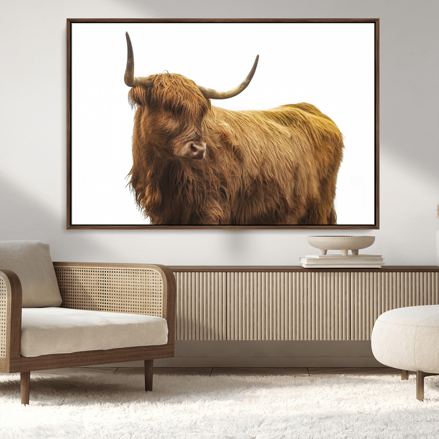 MGV-FC-36X24 - Highland Cow Wall Art Canvas Print, Framed Farmhouse Wall Art Art Picture Print, Rustic Animal Decor Perfect Rustic Farmhouse Decor Artwork