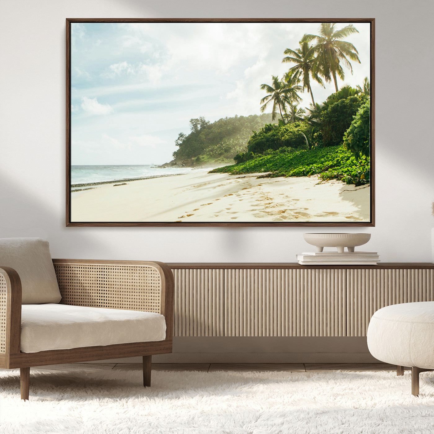 MGV-FC-36X24 - Relaxing Beach Wall Art Canvas Print, Framed Ocean View Art Picture Print, Coastal Serenity Perfect Tropical Coastal Decor Artwork