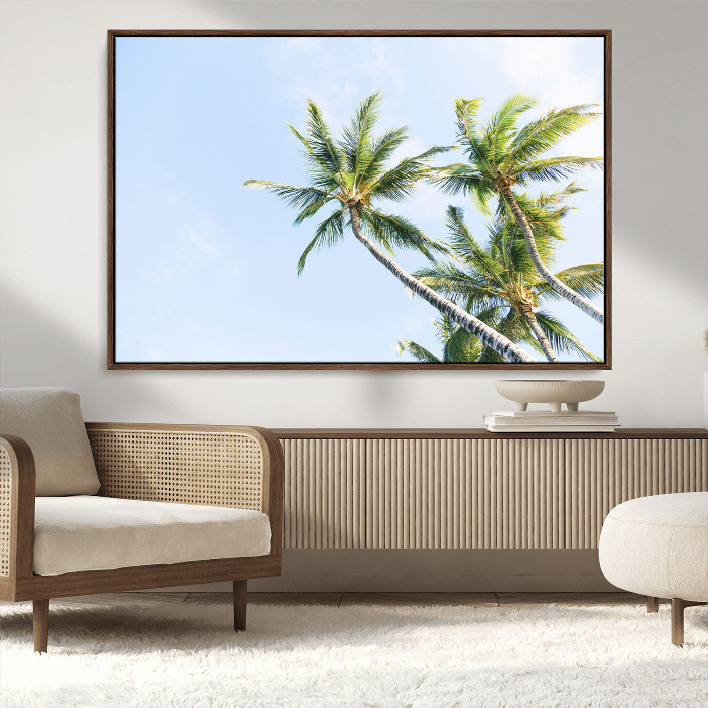 MGV-FC-36X24 - Palm Trees Wall Art Canvas Print, Framed Tropical Art Picture Print, Coastal Perfect Tropical Decor Artwork