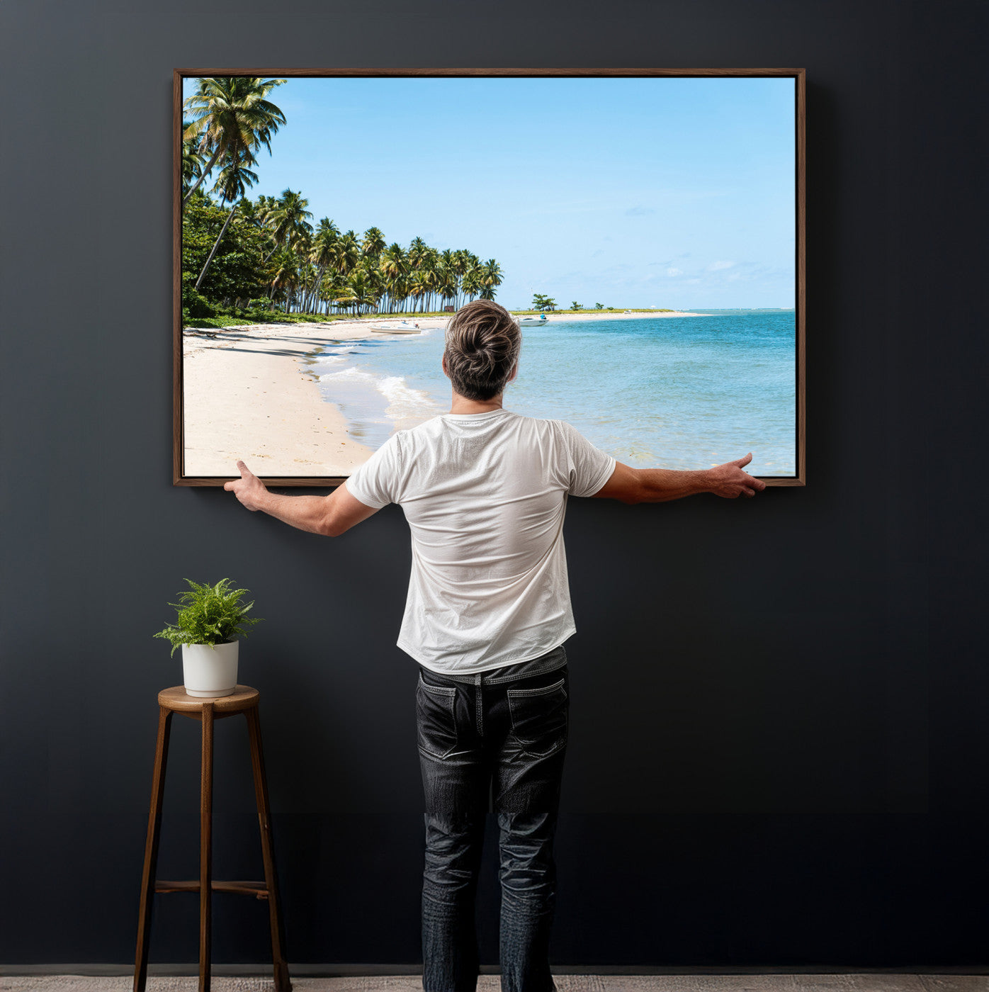 37858872-MGV-CV-36X24 - Palm Tree Paradise Coastal Wall Art – Beach Scene and Ocean Breeze Canvas Print Tranquil Tropical Shore Decor for Living Room, Bedroom or Office
