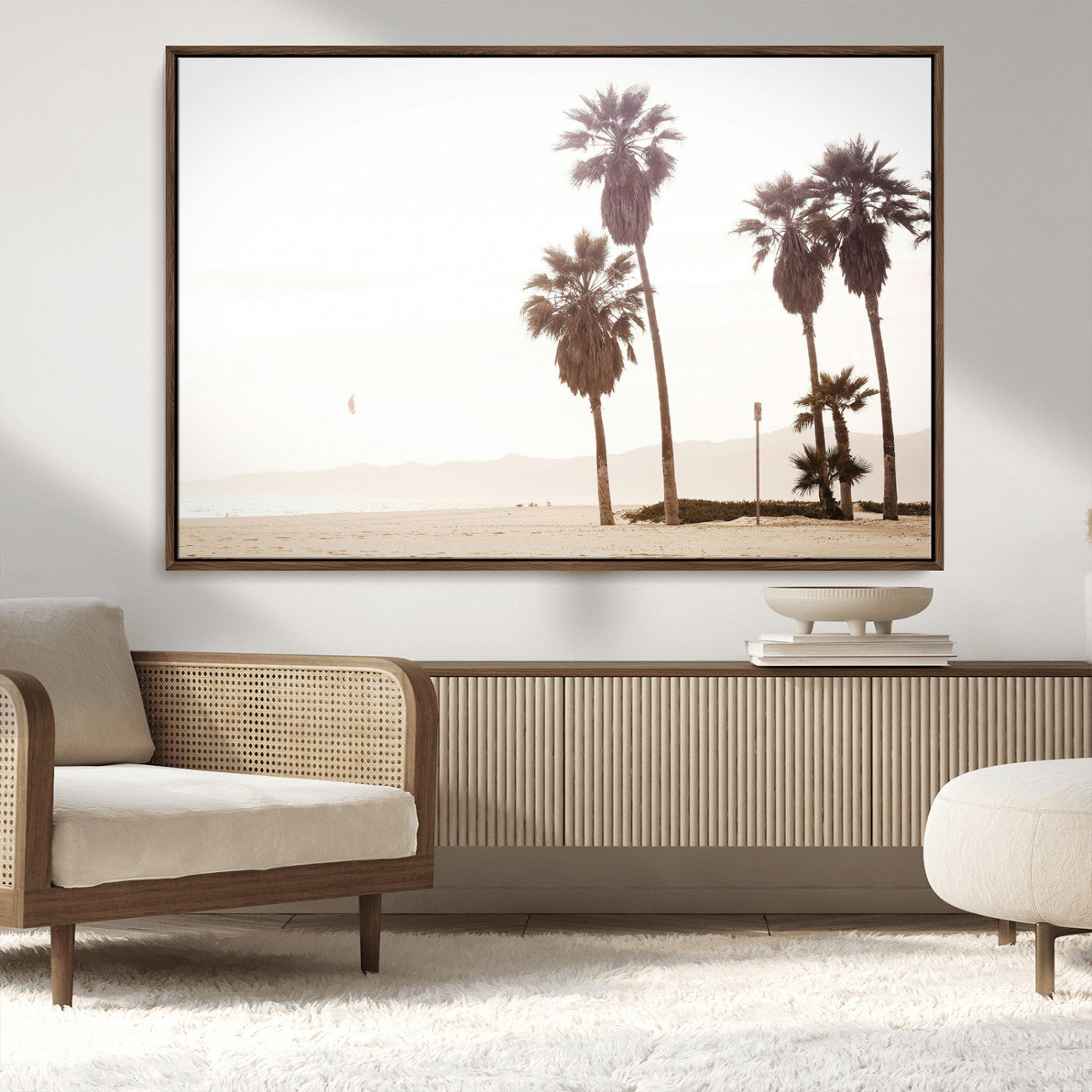 MGV-FC-36X24 - Coastal Light Wall Art Canvas Print, Framed Relaxing Shoreline Art Picture Print, Minimalist Ocean Perfect Tropical Serenity Decor Artwork